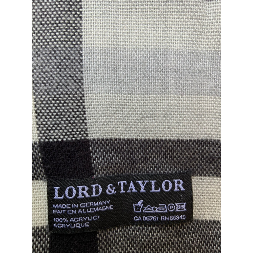 Lord & Taylor Infinity Scarf Gray Black Plaid Unisex One Size